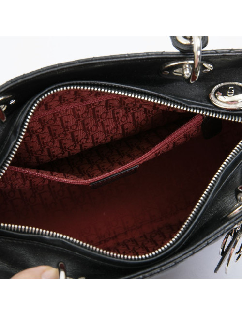 Sac Lady DIOR en cuir d'agneau noir cannage