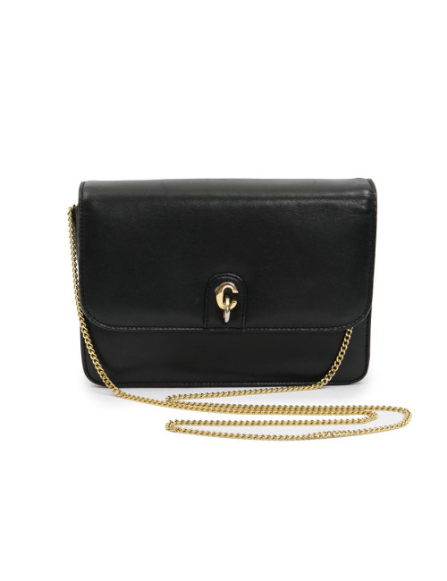 Mini sac DIOR vintage en cuir bleu marine chaîne doré