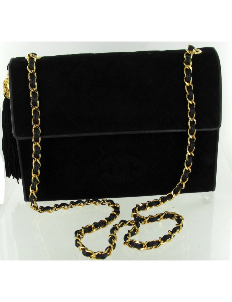 Sac CHANEL en daim noir