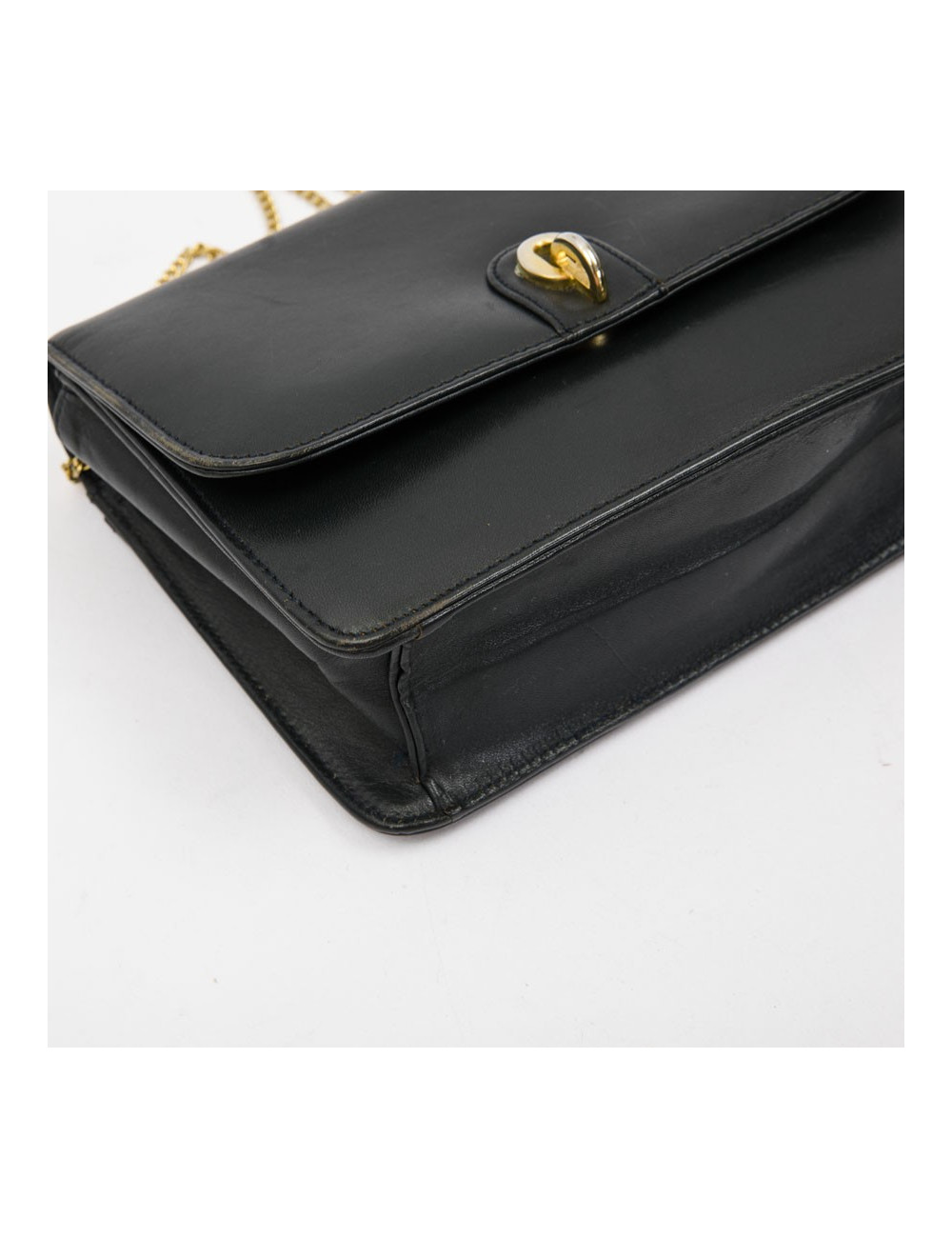 Mini sac DIOR vintage en cuir bleu marine chaîne doré