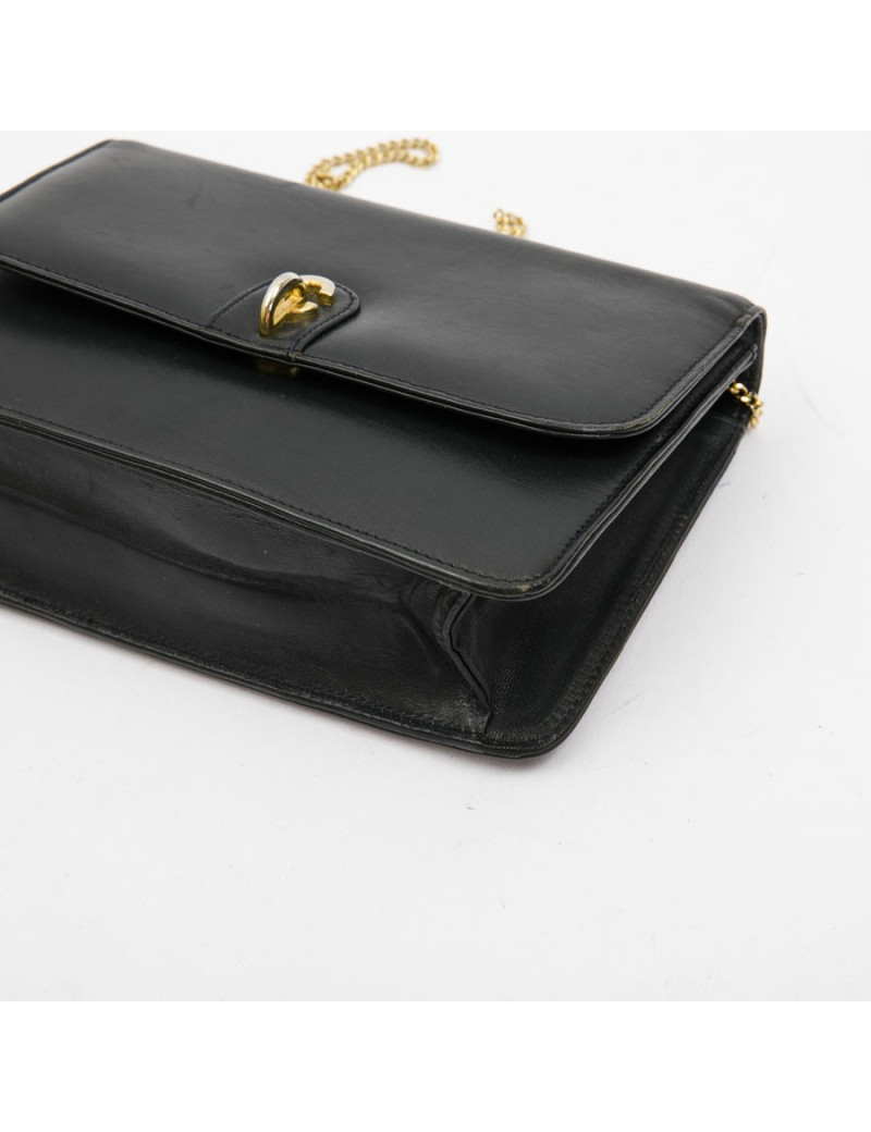 Mini sac DIOR vintage en cuir bleu marine chaîne doré