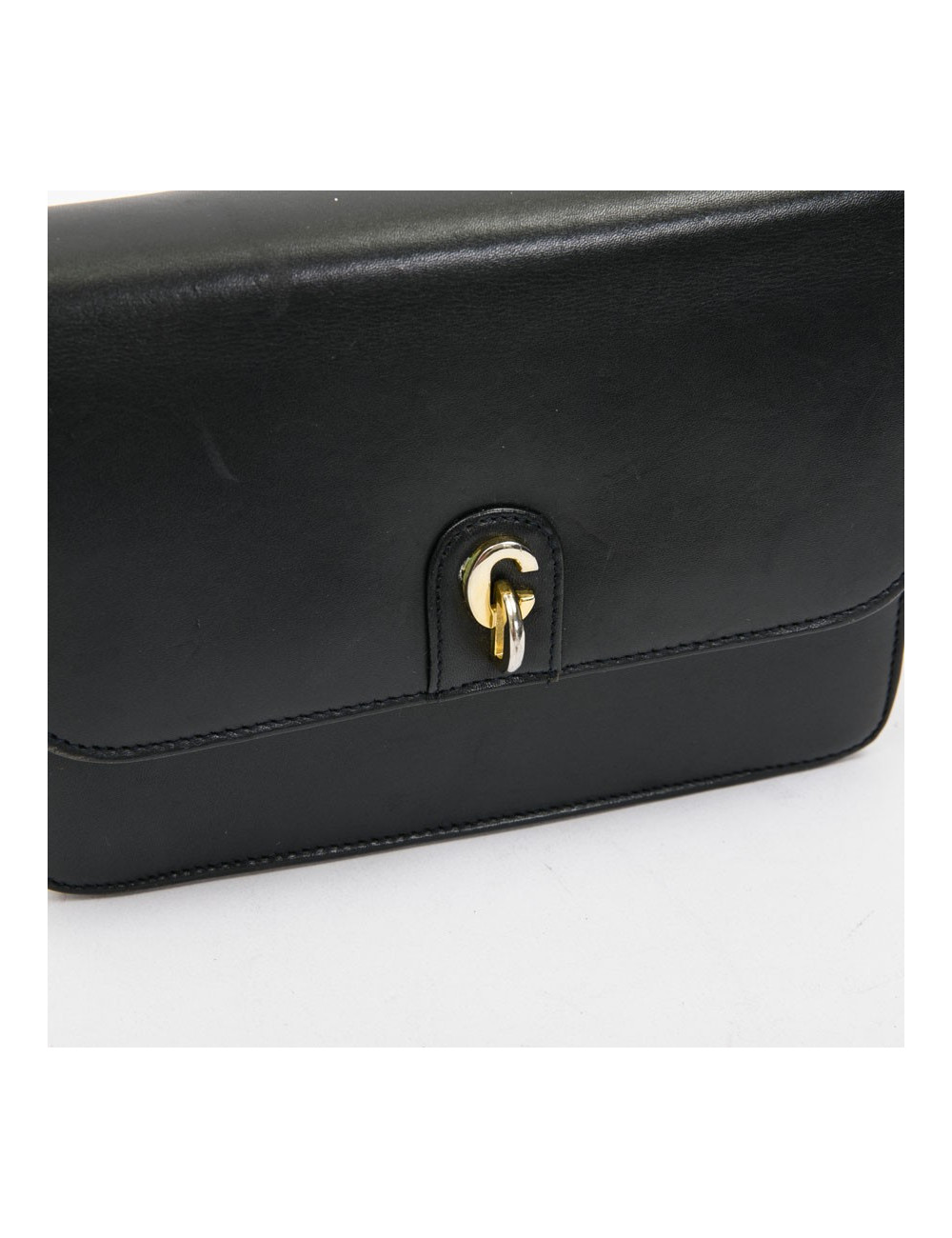 Mini sac DIOR vintage en cuir bleu marine chaîne doré