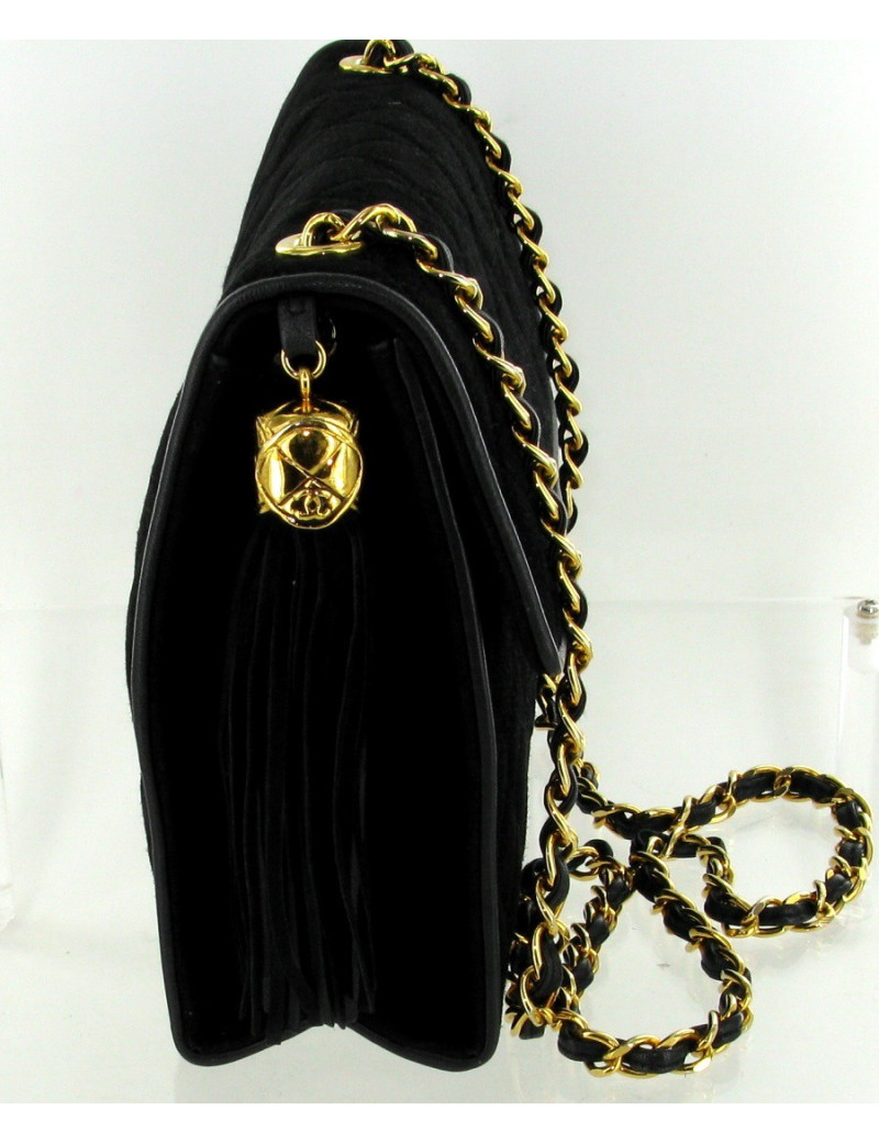 Sac CHANEL en daim noir