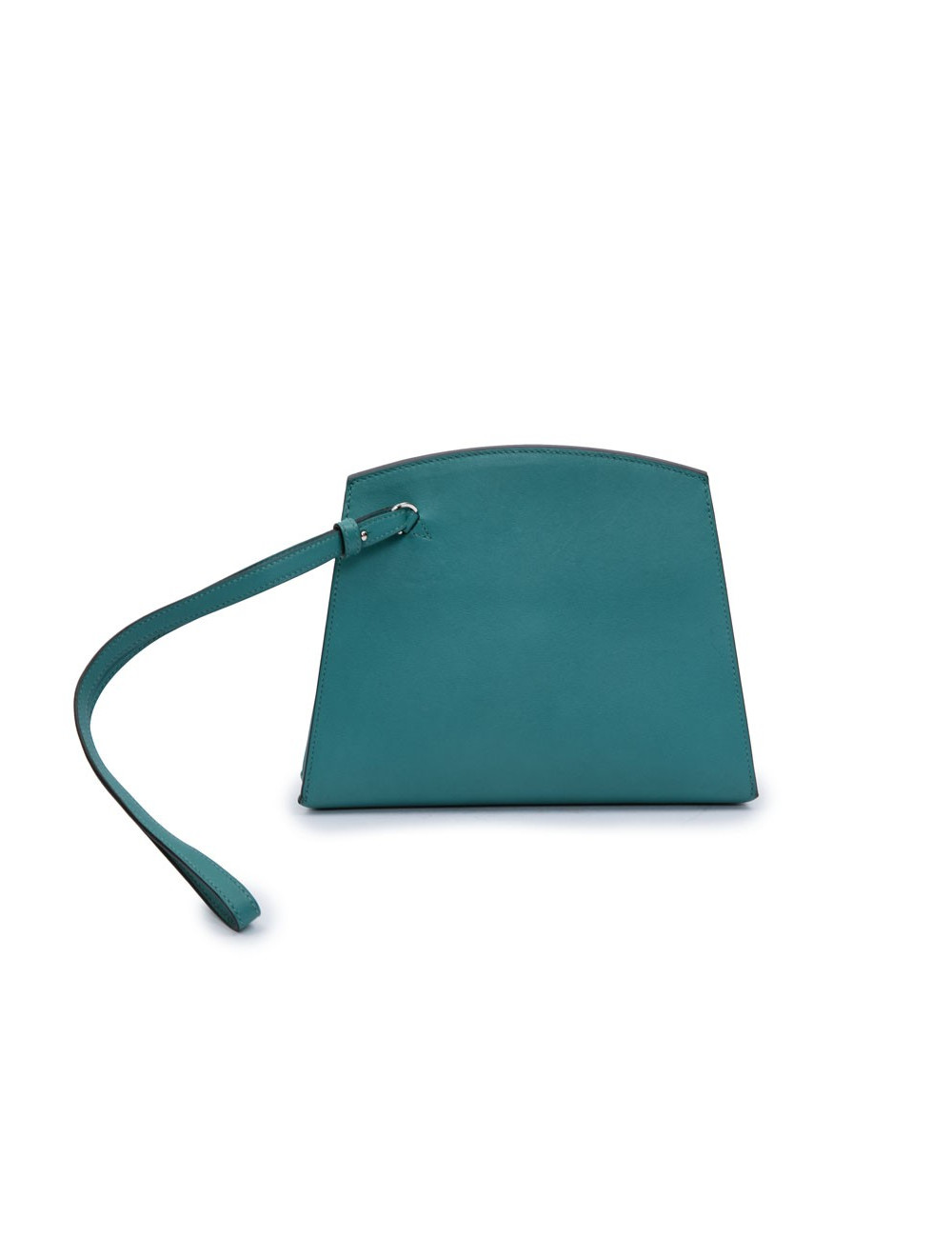 Sac pochette HERMES Tutti frutti Hermail cuir tadelakt bleu paon et crocodile vert