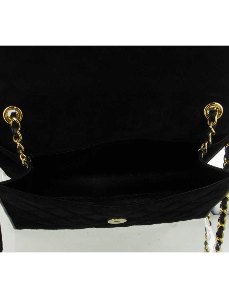 Sac CHANEL pompon en daim noir