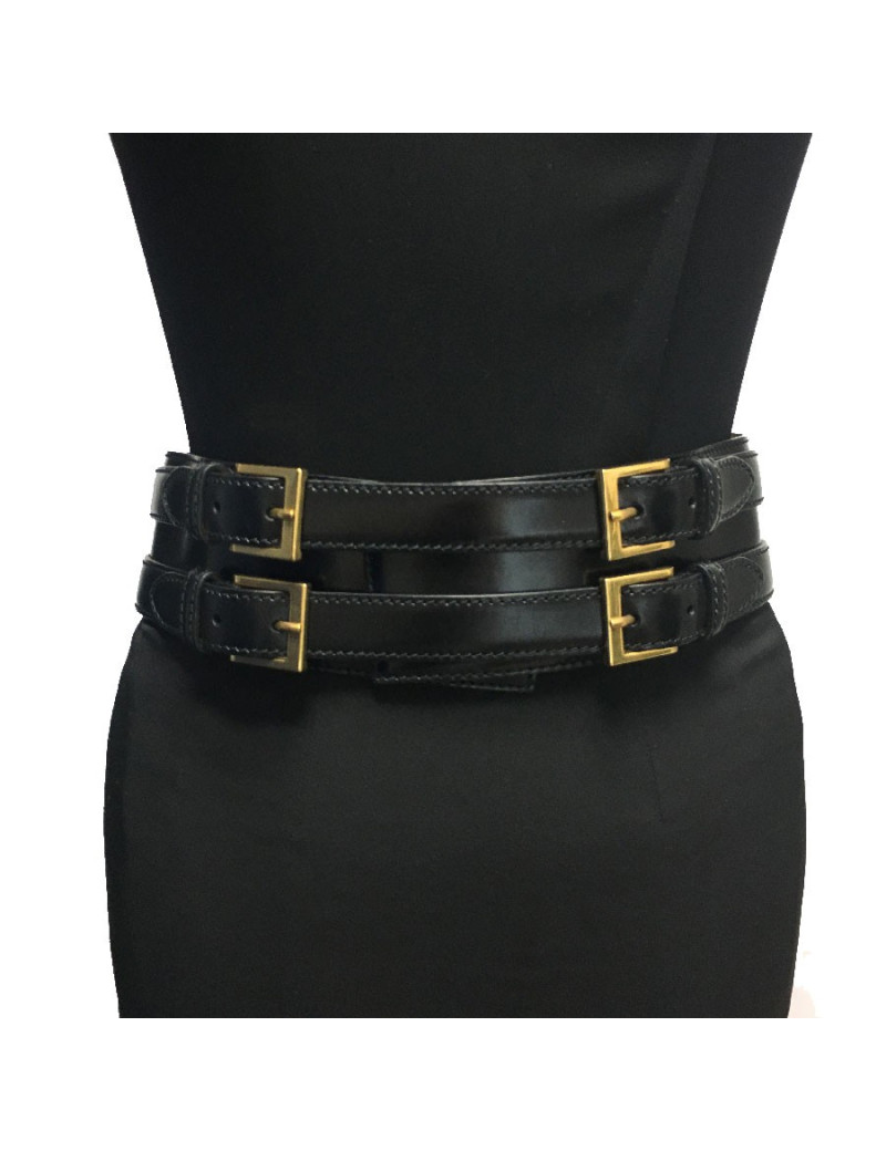 ALEXANDER Mc QUEEN size 80 large belt in black leather