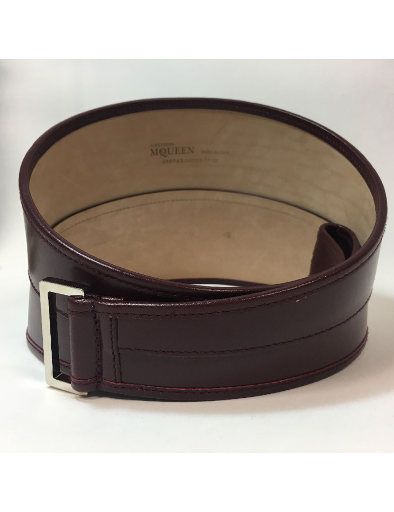 Ceinture T 75  ALEXENDER Mc QUEEN cuir bordeaux