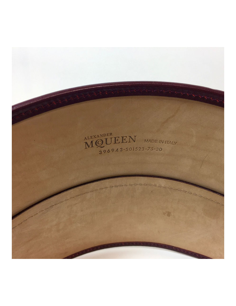 Ceinture T 75  ALEXENDER Mc QUEEN cuir bordeaux