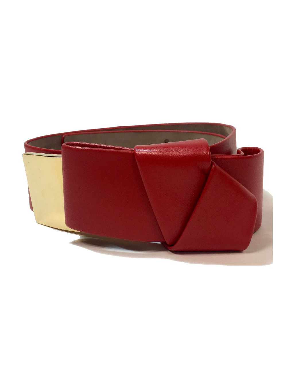 Ceinture T 70  ALEXENDER Mc QUEEN cuir rouge et noeud 