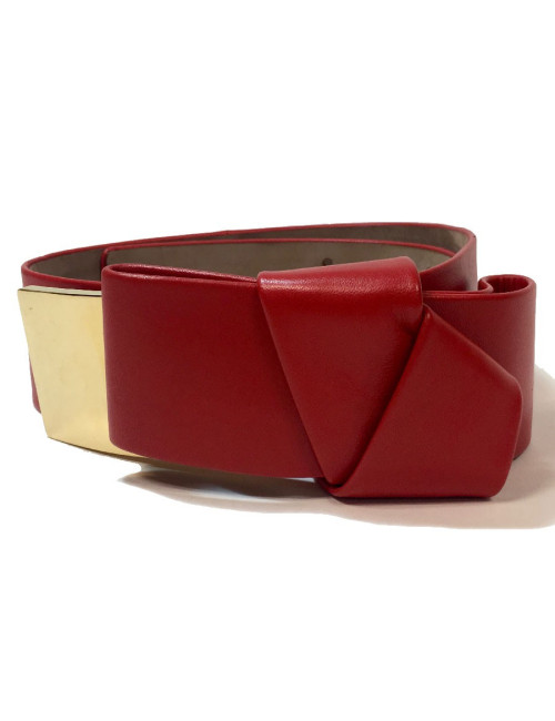 Ceinture T 70  ALEXENDER Mc QUEEN cuir rouge et noeud 