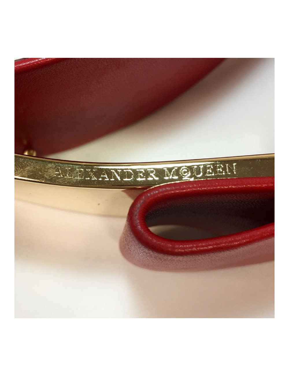 Ceinture T 70  ALEXENDER Mc QUEEN cuir rouge et noeud 