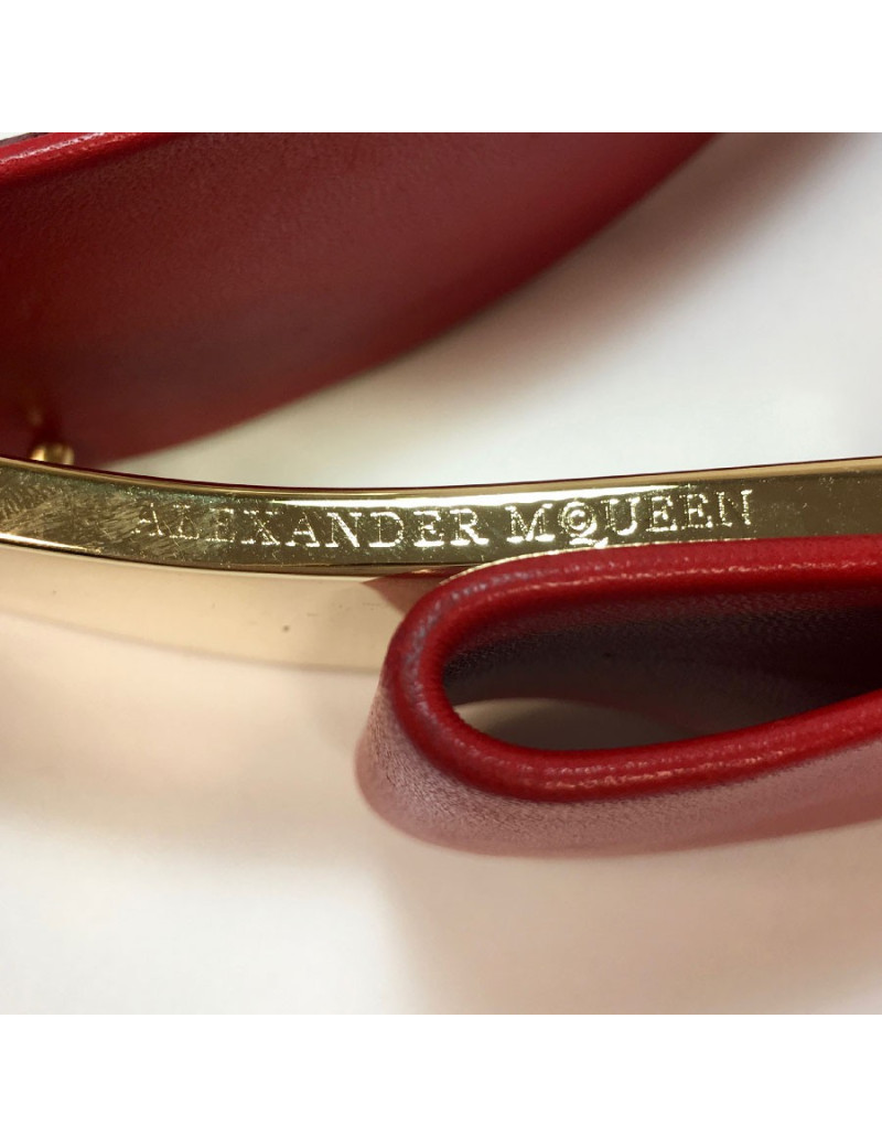Ceinture T 70  ALEXANDER Mc QUEEN cuir rouge et noeud 