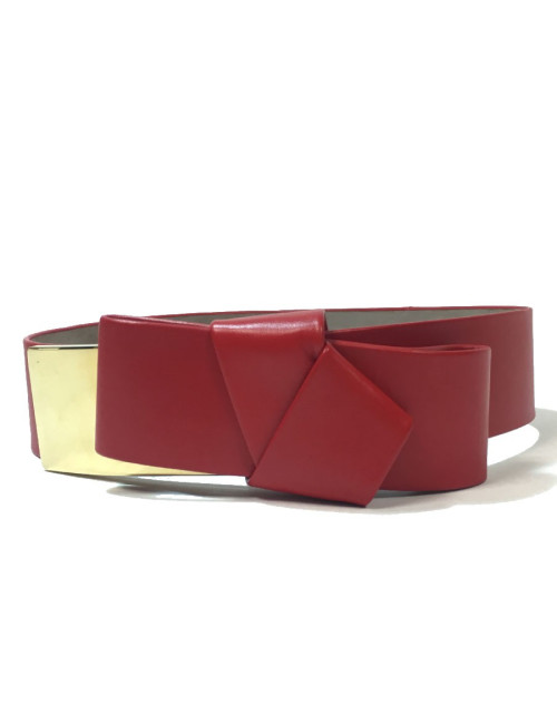 Ceinture T 70  ALEXENDER Mc QUEEN cuir rouge et noeud 