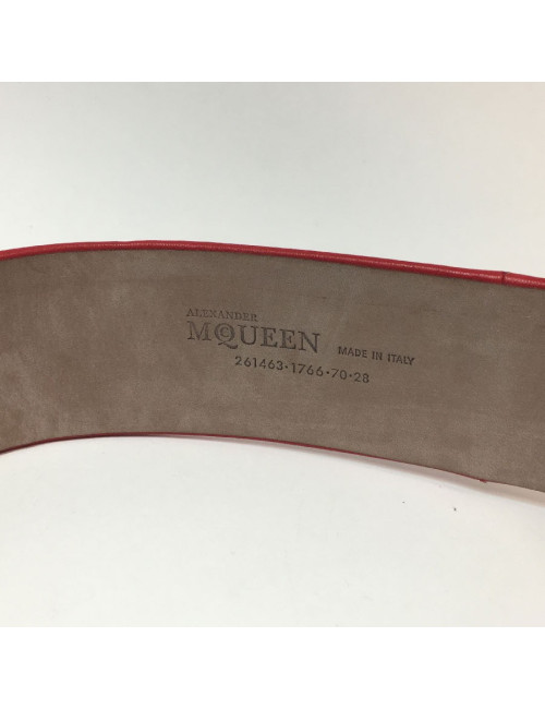 Ceinture T 70  ALEXANDER Mc QUEEN cuir rouge et noeud 