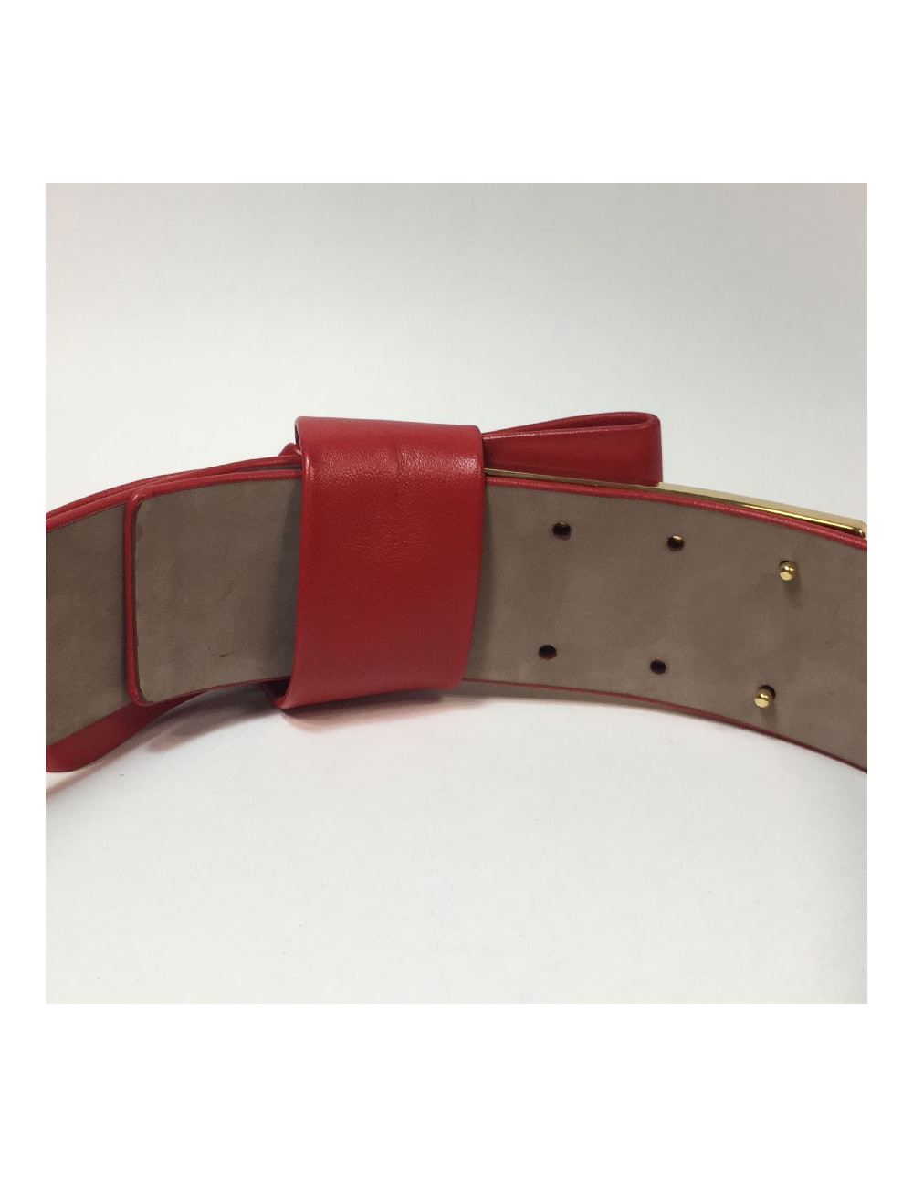 Ceinture T 70  ALEXANDER Mc QUEEN cuir rouge et noeud 