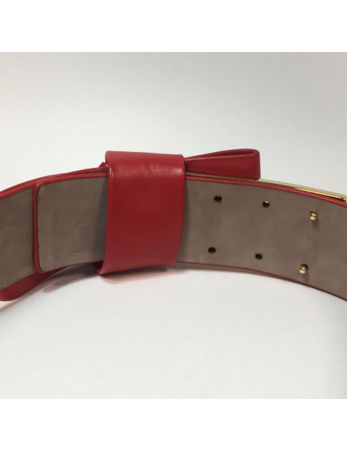 Ceinture T 70  ALEXENDER Mc QUEEN cuir rouge et noeud 