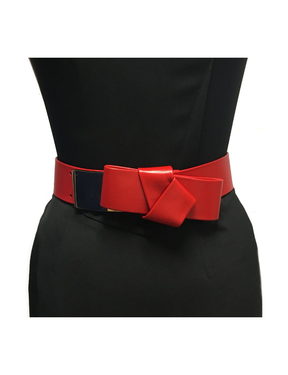 Ceinture T 70  ALEXENDER Mc QUEEN cuir rouge et noeud 