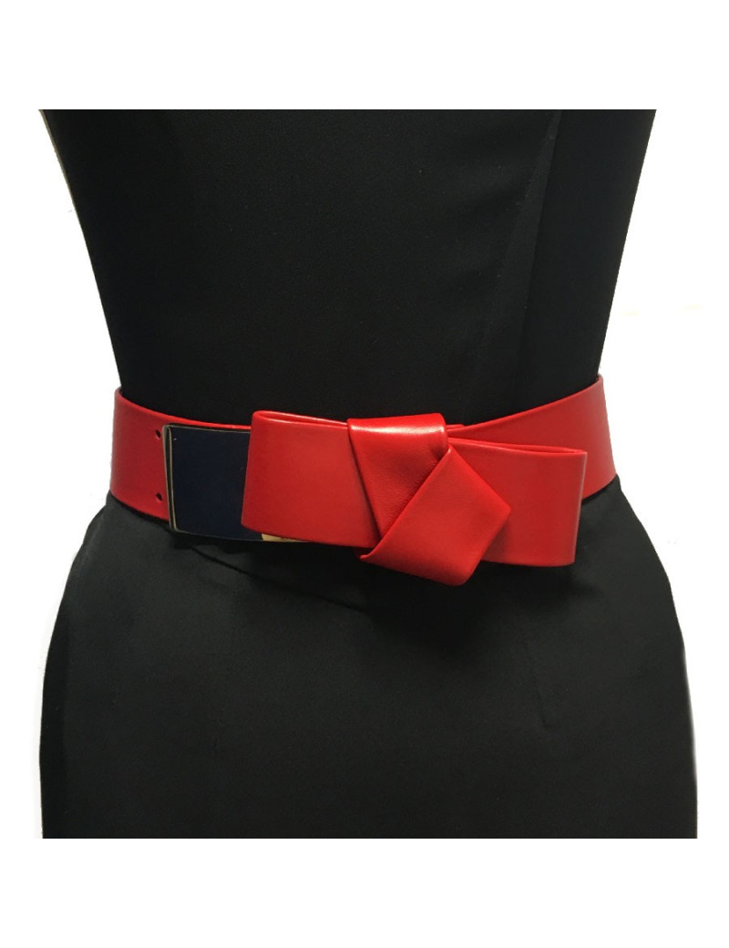 Ceinture T 70  ALEXANDER Mc QUEEN cuir rouge et noeud 