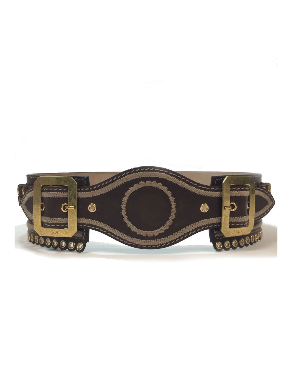 Ceinture T 75  ALEXENDER Mc QUEEN cuir marron "cartouchière"
