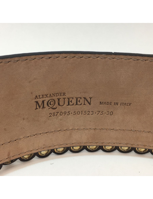 Ceinture T 75  ALEXENDER Mc QUEEN cuir marron "cartouchière"