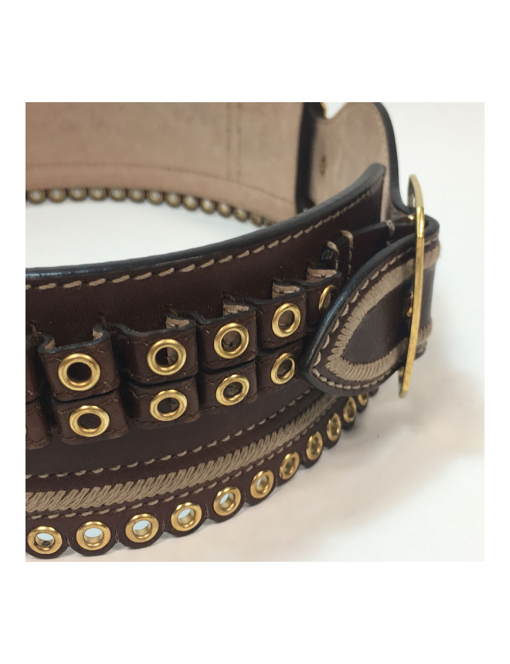 Ceinture T 75  ALEXENDER Mc QUEEN cuir marron "cartouchière"