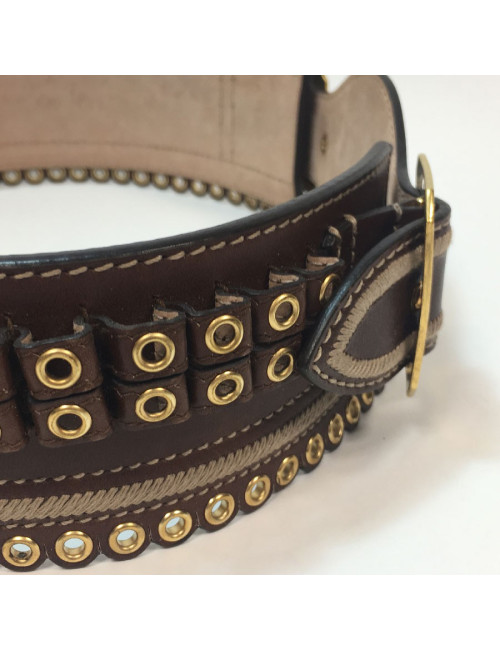 Ceinture T 75  ALEXENDER Mc QUEEN cuir marron "cartouchière"
