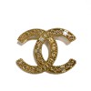 CHANEL CC brooch in gilt metal, rhinestones and pearls