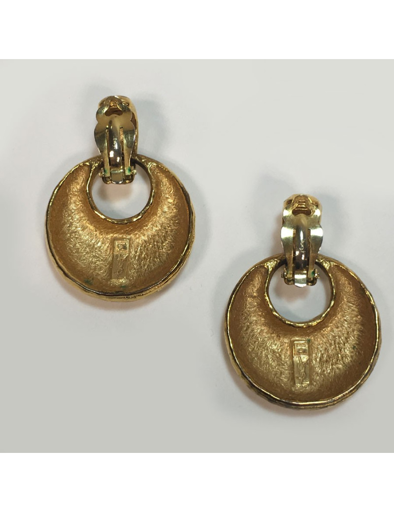 Boucles d'oreille clips YSL YVES SAINT LAURENT en métal doré