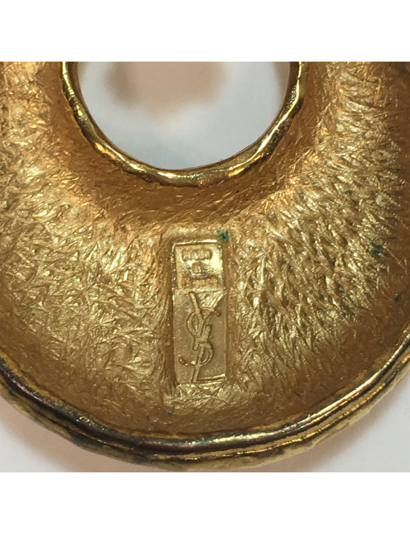 YSL YVES SAINT LAURENT vintage clip-on earrings in hammered gilded metal