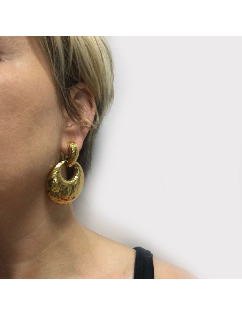 Boucles d'oreille clips YSL YVES SAINT LAURENT en métal doré