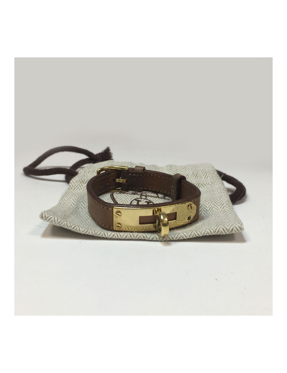 Bracelet Kelly HERMES cuir beige