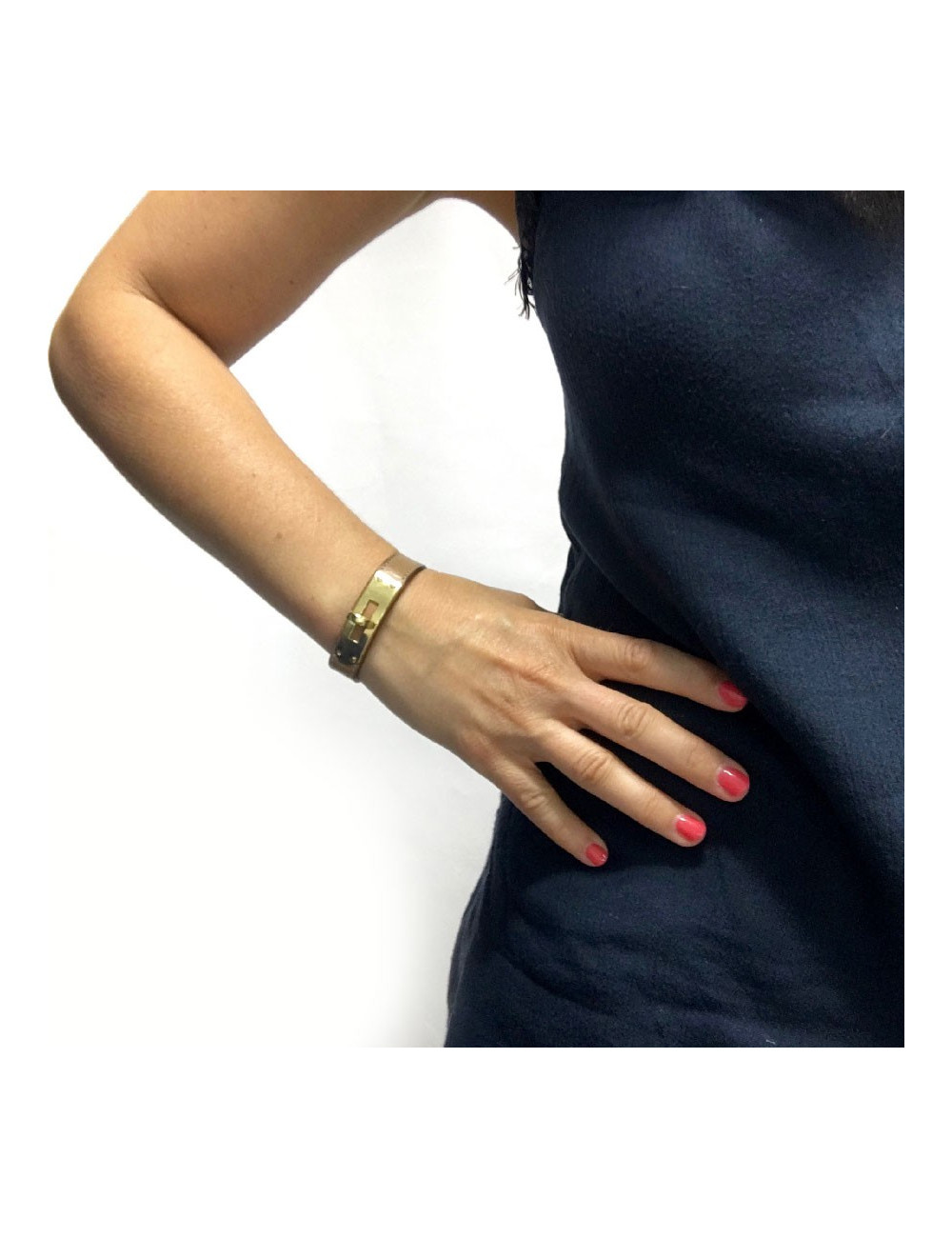 Bracelet Kelly HERMES cuir beige