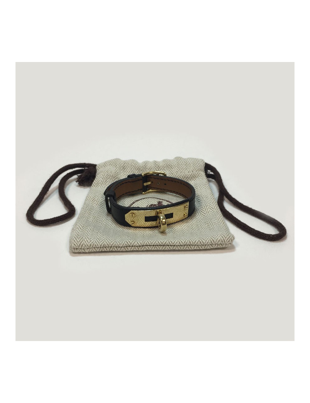 Bracelet Kelly HERMES cuir box noir