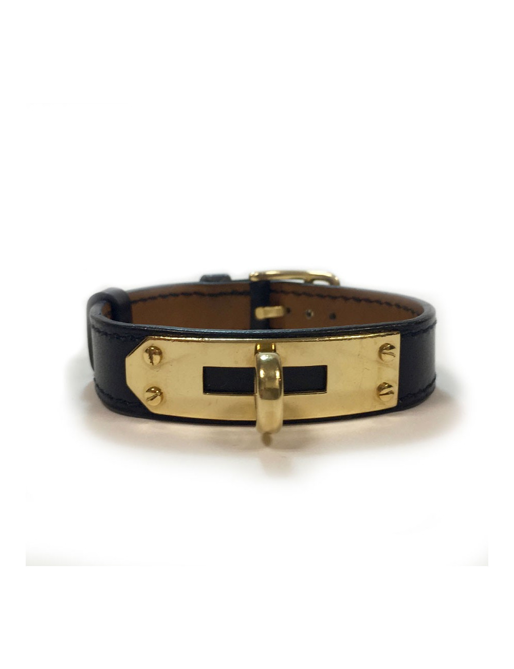 Bracelet Kelly HERMES cuir box noir