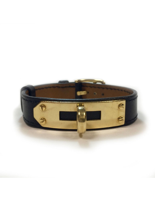Bracelet Kelly HERMES cuir box noir