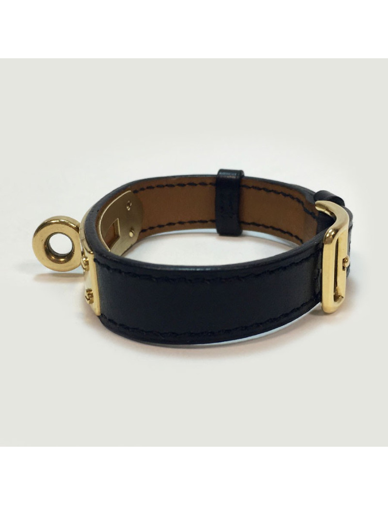 Bracelet Kelly HERMES cuir box noir