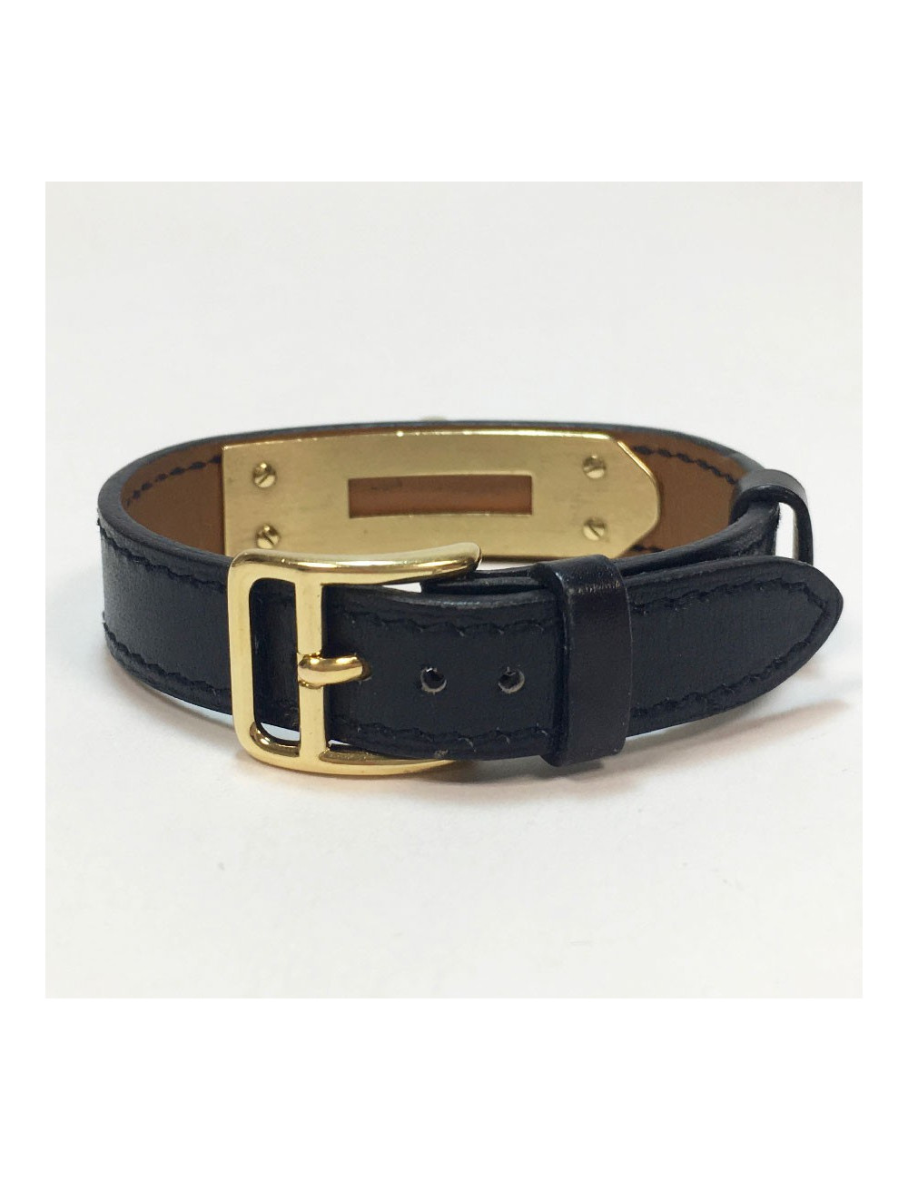 Bracelet Kelly HERMES cuir box noir