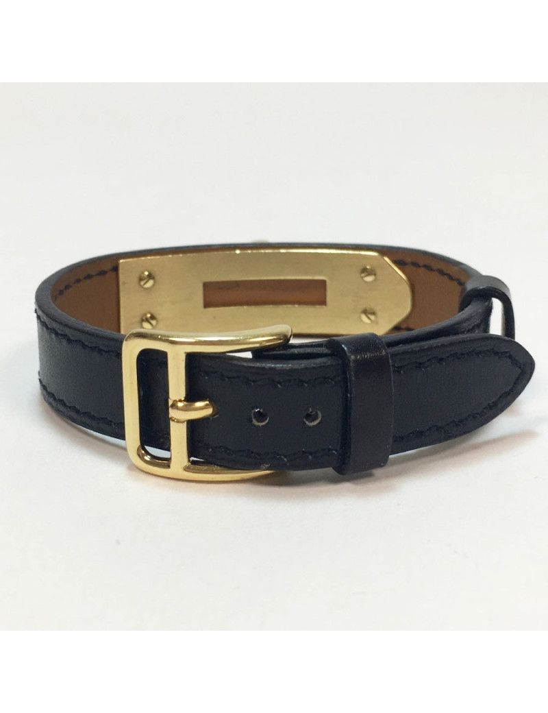 Bracelet Kelly HERMES cuir box noir