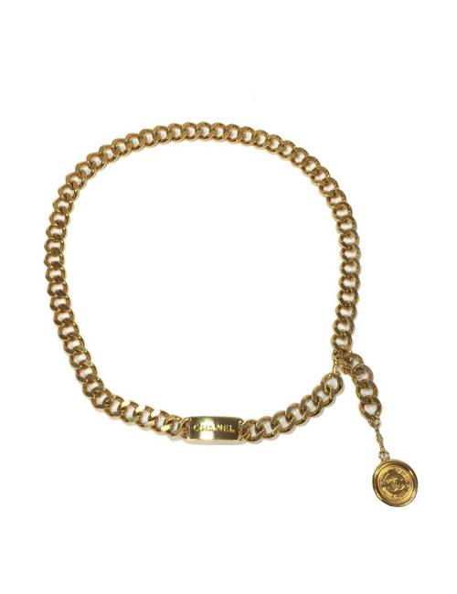 CHANEL vintage chain belt in gilt metal
