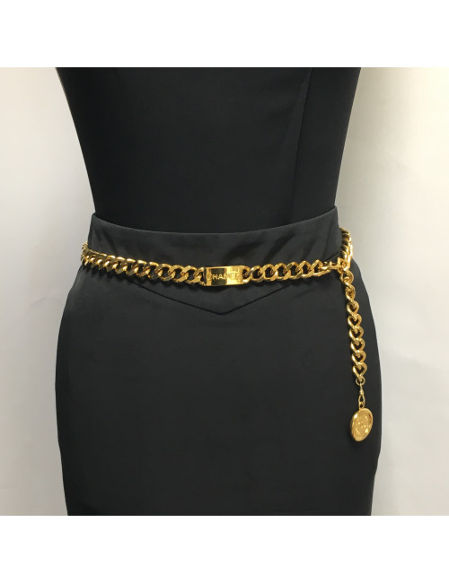 CHANEL vintage chain belt in gilt metal