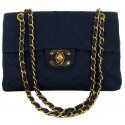 Maxi Jumbo CHANEL quilted blue jewelry gold