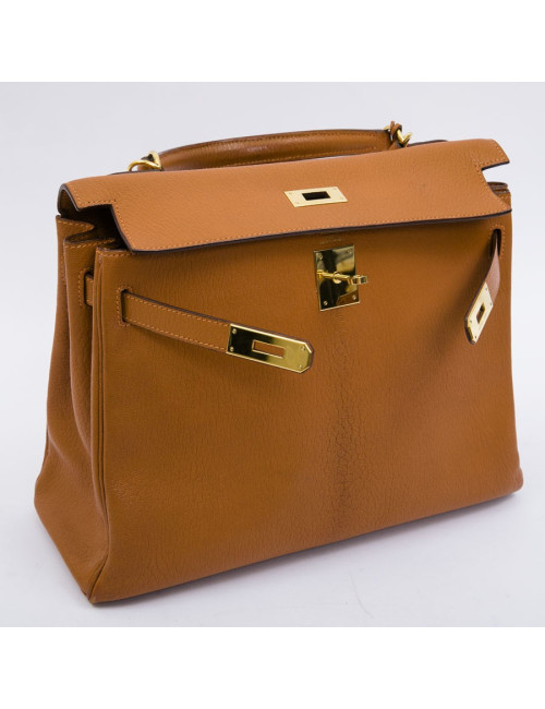 HERMES Kelly II 32 bag in orange pumpkin lamb leather