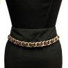 CHANEL vintage belt in gilt chain interlaced with purple braided leather