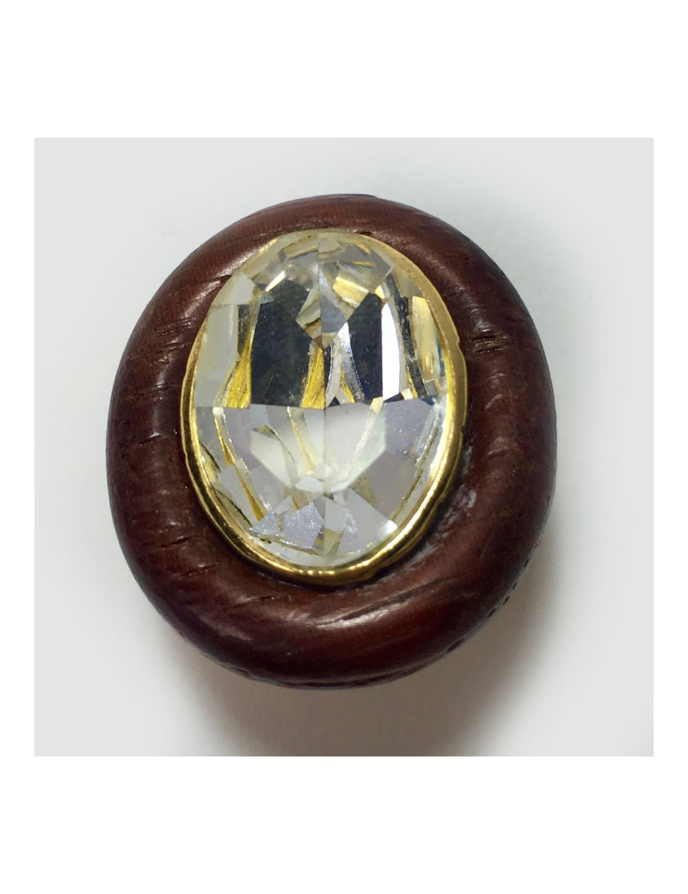 YVES SAINT LAURENT YSL wood and rhinestones clip-on earrings