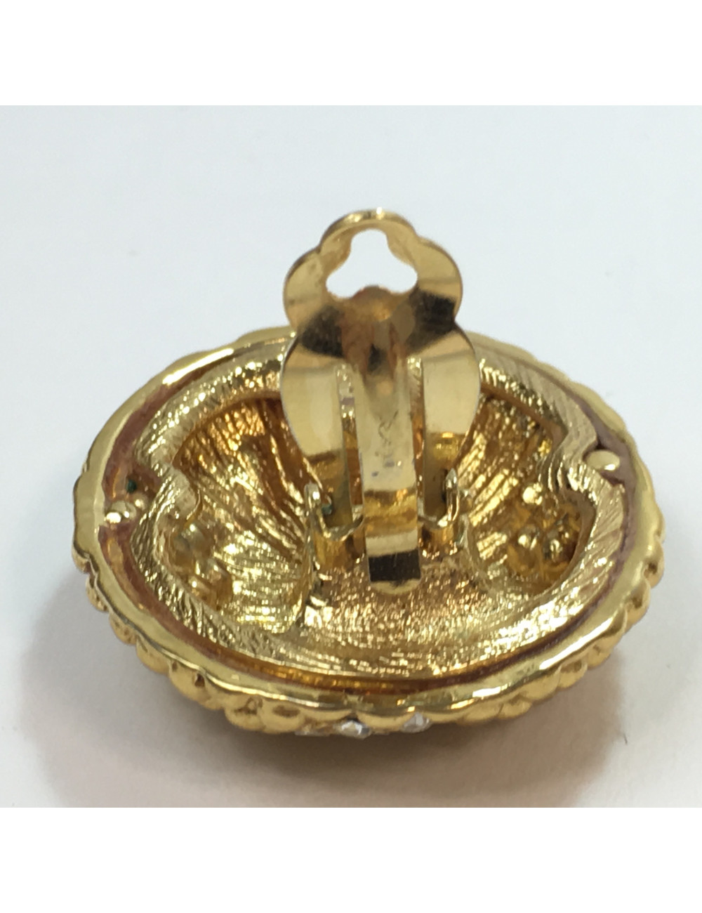 Boucles d'oreille clips YSL SAINT LAURENT Vintage dorés et strass