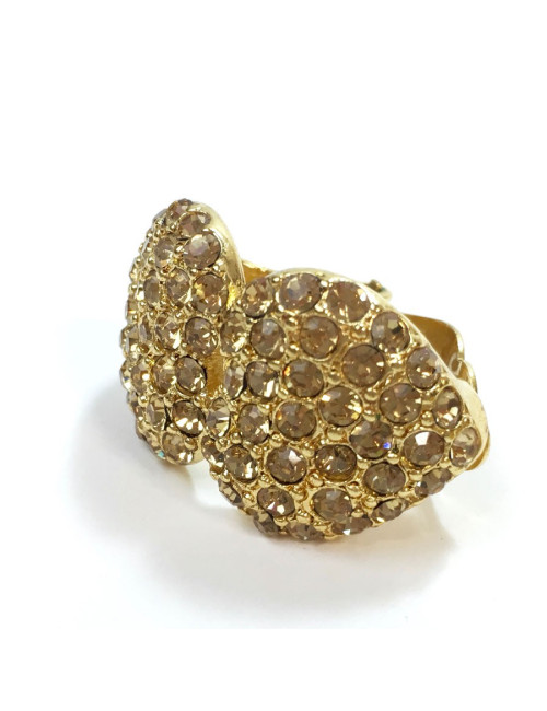 Boucles d'oreille clips YSL SAINT LAURENT Vintage dorés et strass