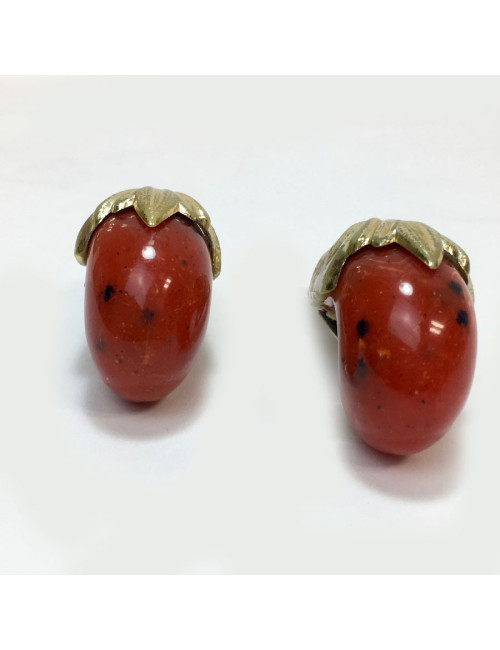 ISABEL CANOVAS coral clip-on earrings