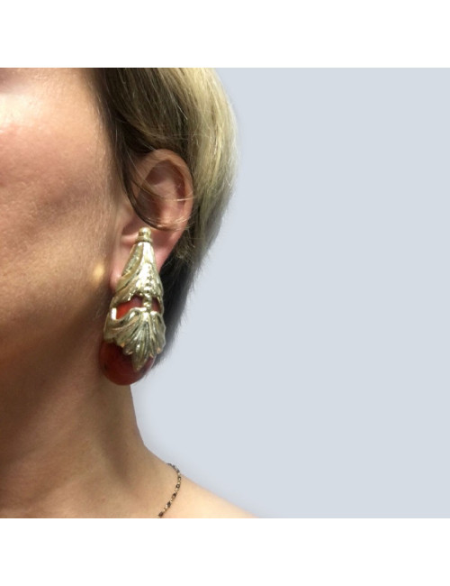 ISABEL CANOVAS coral clip-on earrings