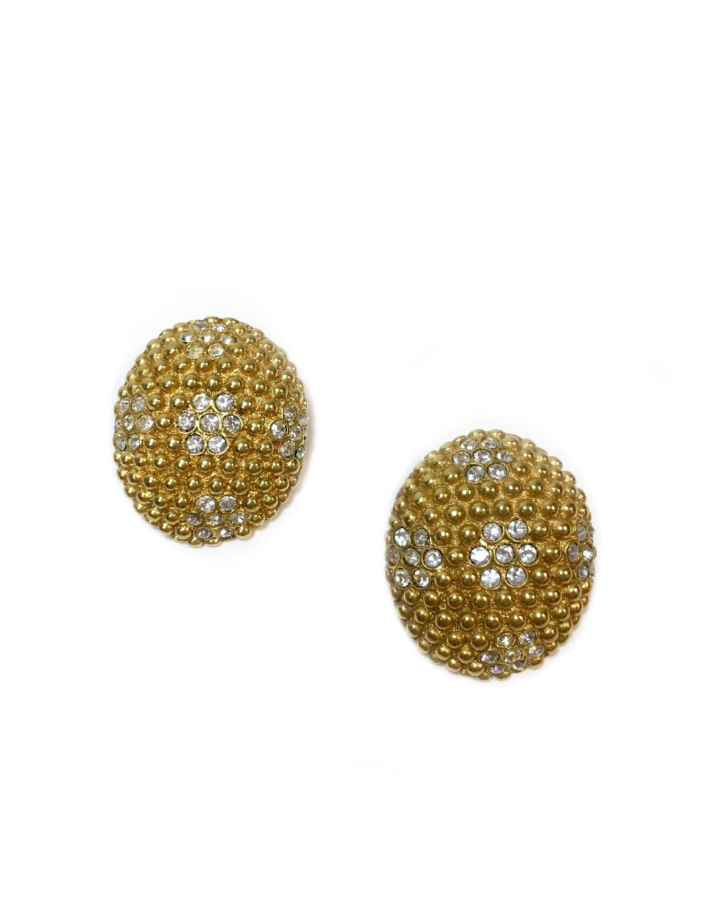 Boucles d'oreille clips YSL SAINT LAURENT Vintage dorés et strass