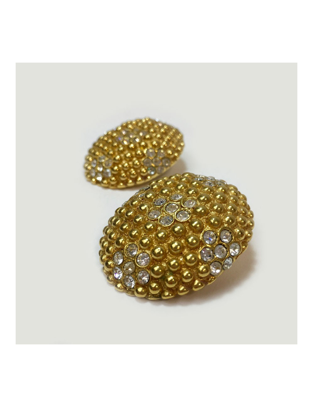 Boucles d'oreille clips YSL SAINT LAURENT Vintage dorés et strass